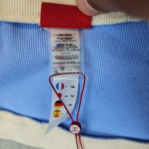 Red Carter Colorblocked Crop Top Womens Size XL Crystal Blue Cotton Stretch - Picture 7 of 11